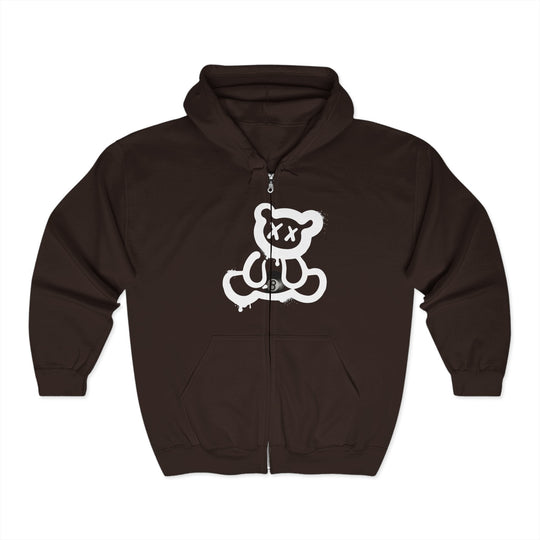 Billiard Bear White Logo - 8 Ball - Full Zip Hoodie - BFLY BILLIARDS