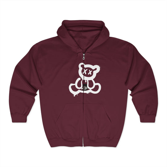 Billiard Bear White Logo - 8 Ball - Full Zip Hoodie - BFLY BILLIARDS