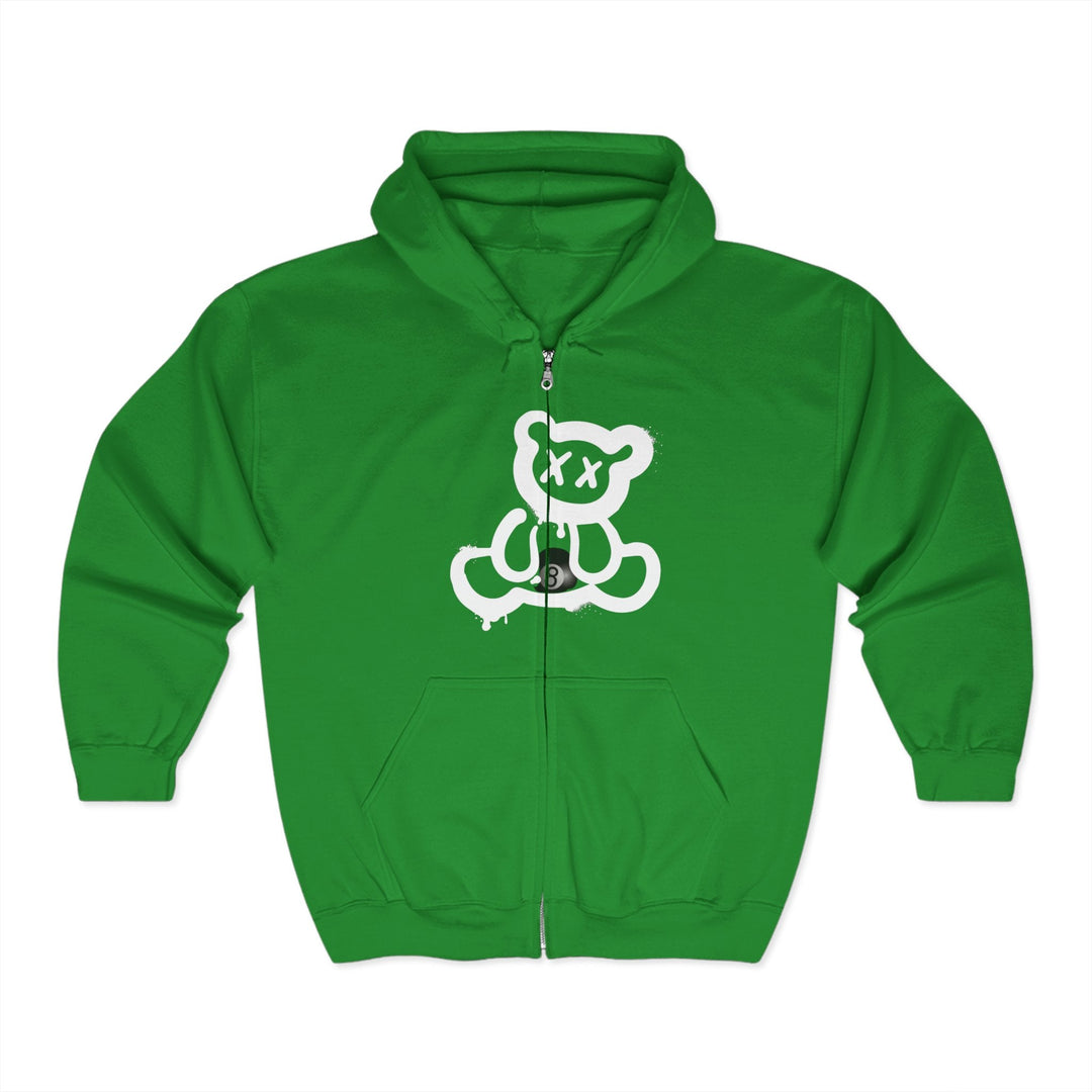 Billiard Bear White Logo - 8 Ball - Full Zip Hoodie - BFLY BILLIARDS