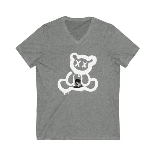 Billiard Bear White Logo - 8 Ball - Unisex V - Neck Tee - BFLY BILLIARDS