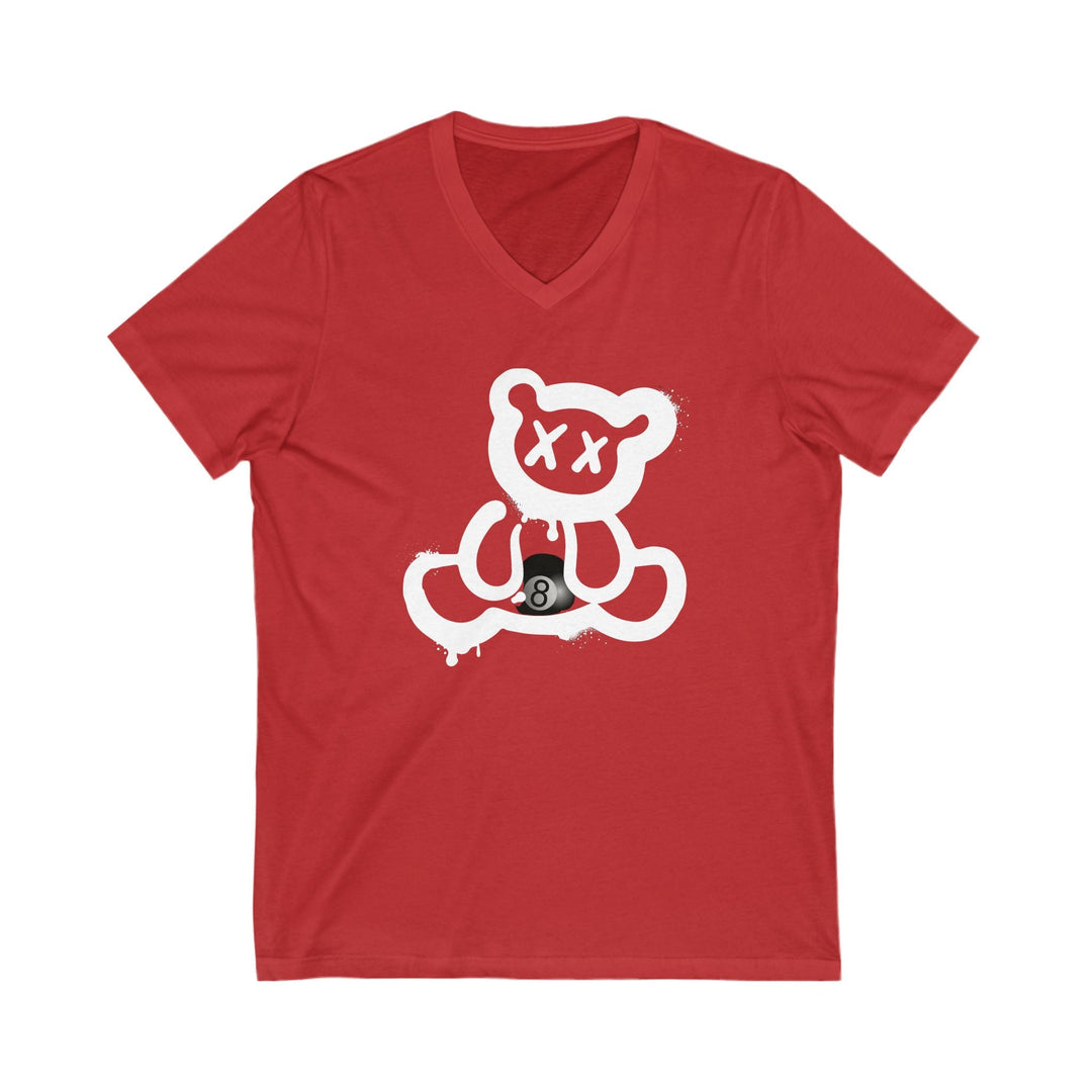 Billiard Bear White Logo - 8 Ball - Unisex V - Neck Tee - BFLY BILLIARDS