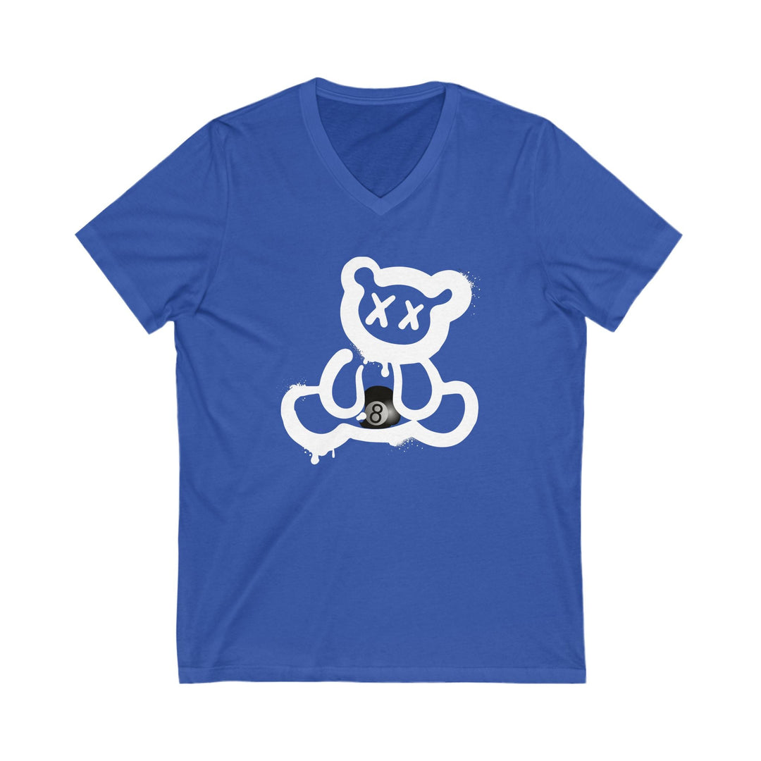 Billiard Bear White Logo - 8 Ball - Unisex V - Neck Tee - BFLY BILLIARDS