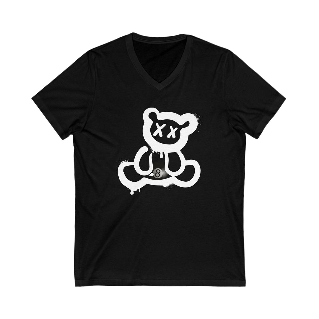 Billiard Bear White Logo - 8 Ball - Unisex V - Neck Tee - BFLY BILLIARDS
