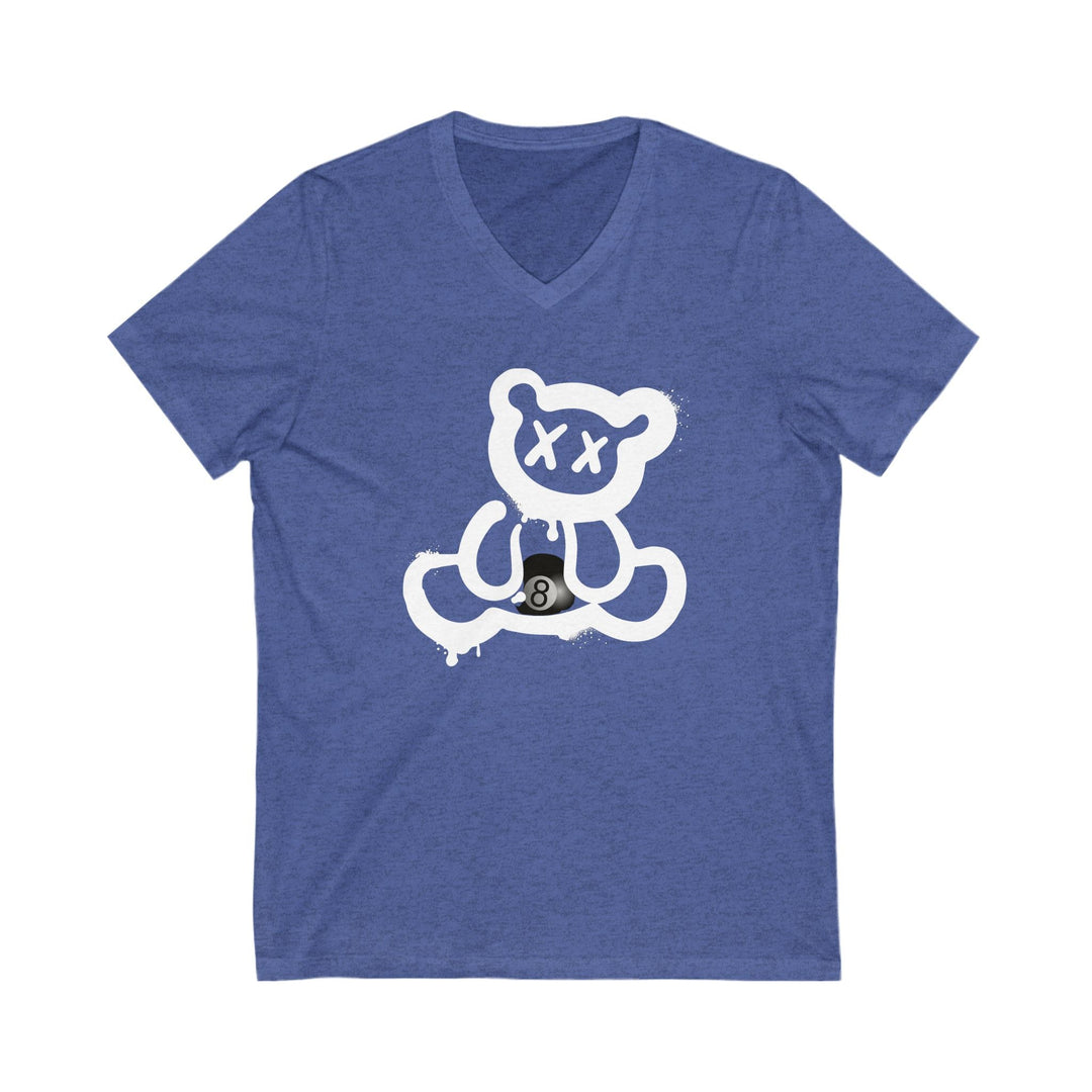 Billiard Bear White Logo - 8 Ball - Unisex V - Neck Tee - BFLY BILLIARDS