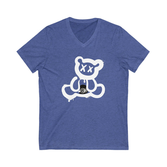 Billiard Bear White Logo - 8 Ball - Unisex V - Neck Tee - BFLY BILLIARDS