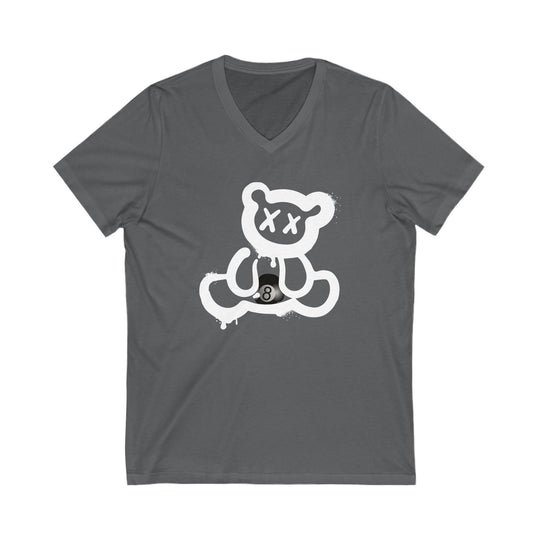 Billiard Bear White Logo - 8 Ball - Unisex V - Neck Tee - BFLY BILLIARDS