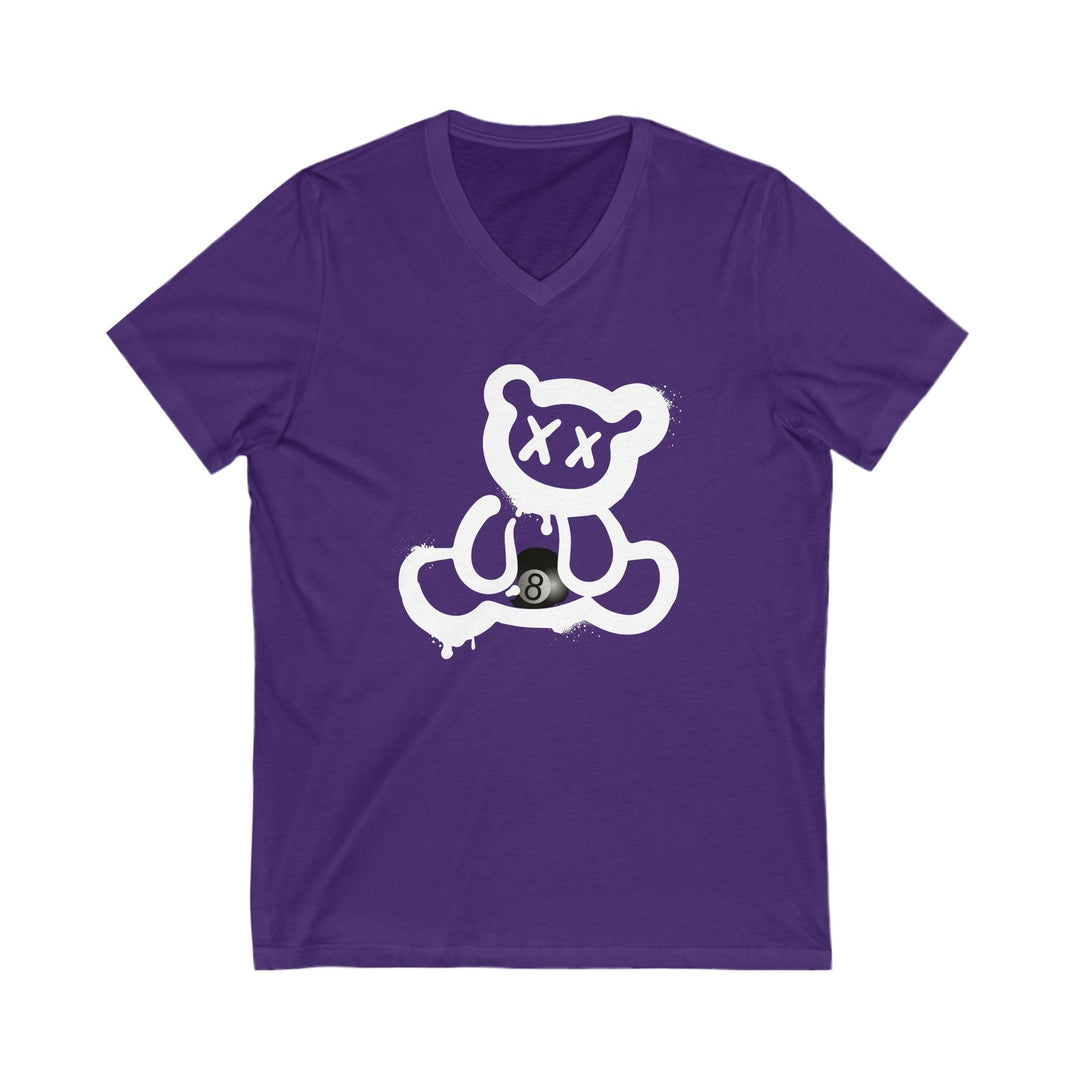 Billiard Bear White Logo - 8 Ball - Unisex V - Neck Tee - BFLY BILLIARDS