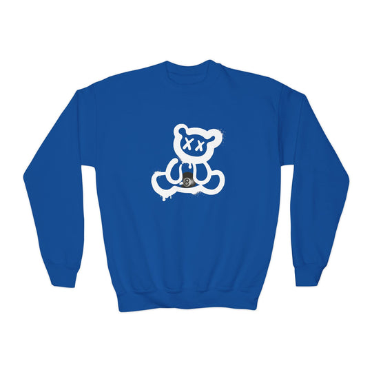 Billiard Bear White Logo - 8 Ball - Unisex Youth Crewneck Sweatshirt - BFLY BILLIARDS