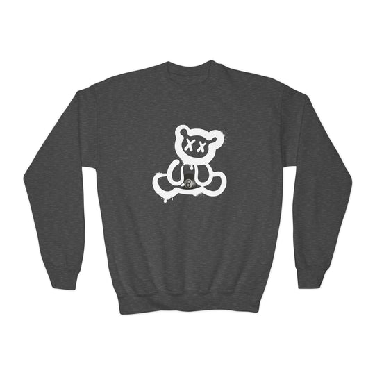 Billiard Bear White Logo - 8 Ball - Unisex Youth Crewneck Sweatshirt - BFLY BILLIARDS