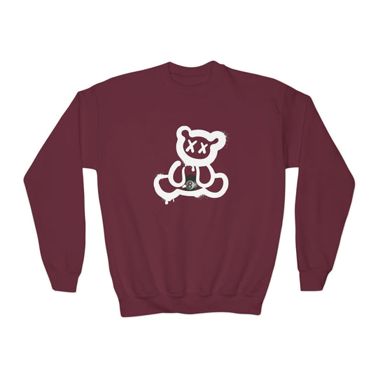 Billiard Bear White Logo - 8 Ball - Unisex Youth Crewneck Sweatshirt - BFLY BILLIARDS