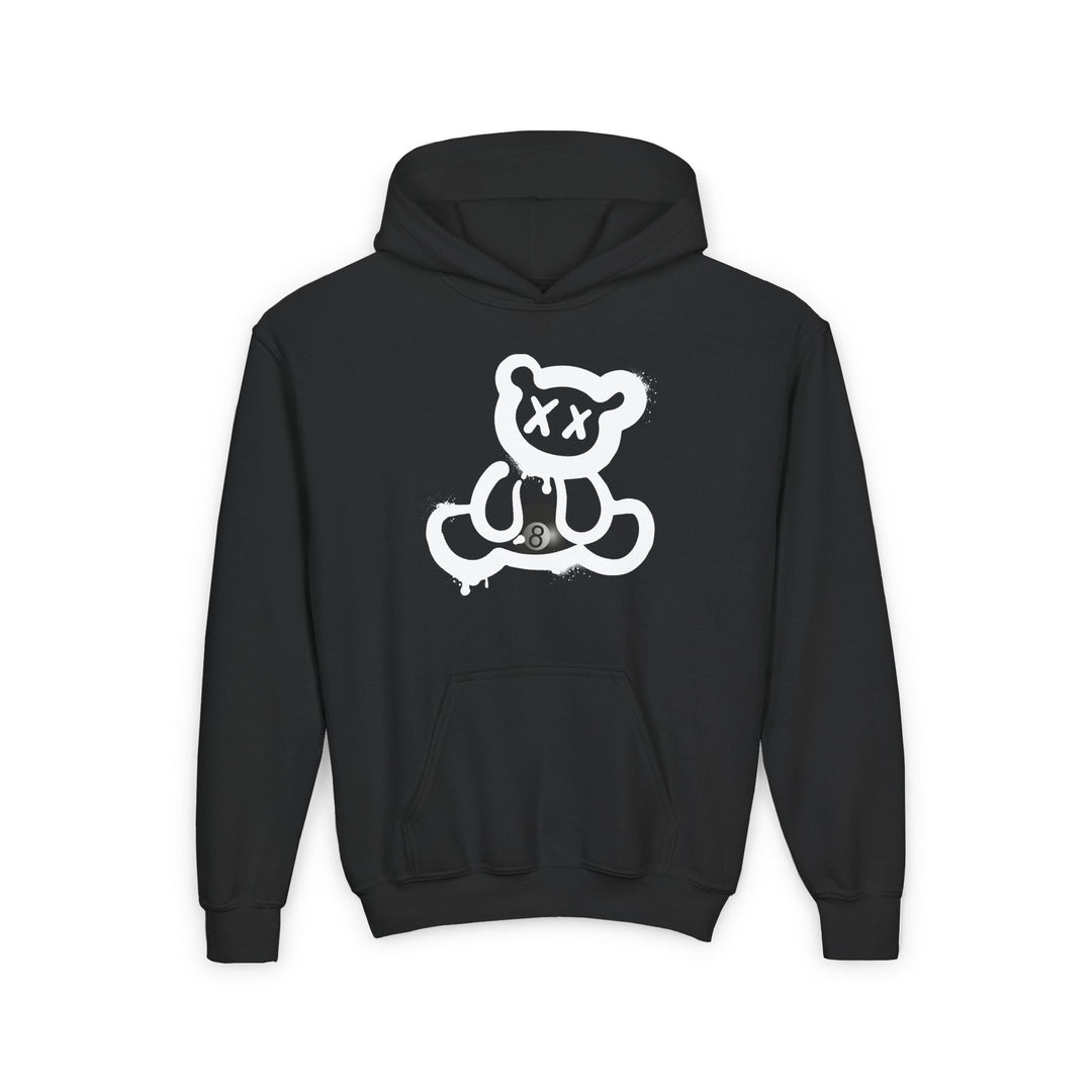 Billiard Bear White Logo - 8 Ball - Unisex Youth Pullover Hoodie - BFLY BILLIARDS