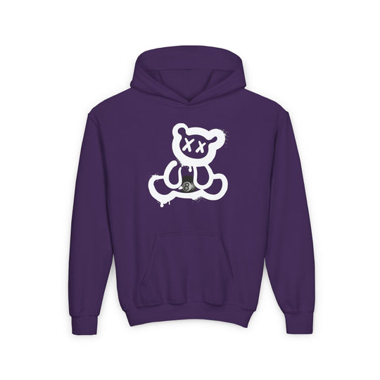 Billiard Bear White Logo - 8 Ball - Unisex Youth Pullover Hoodie - BFLY BILLIARDS