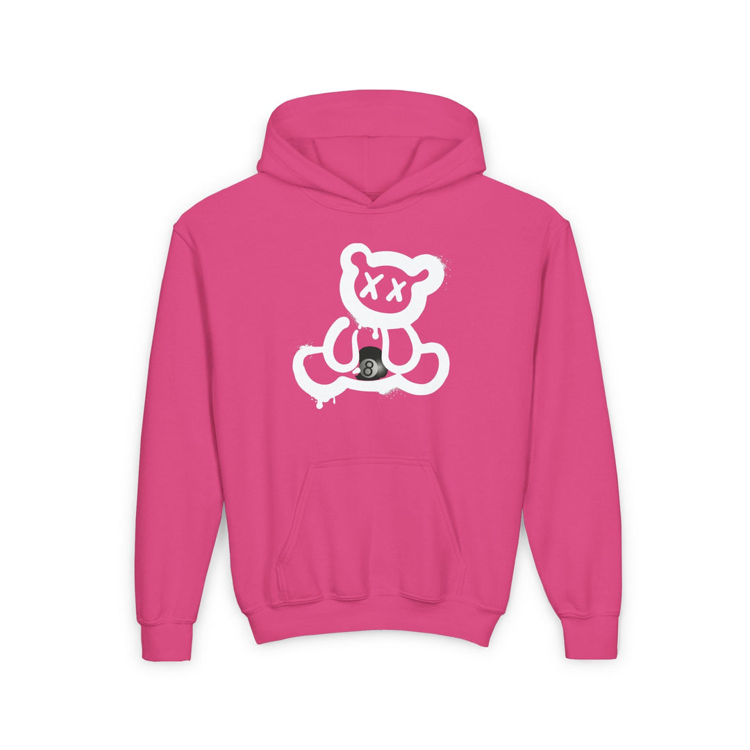 Billiard Bear White Logo - 8 Ball - Unisex Youth Pullover Hoodie - BFLY BILLIARDS