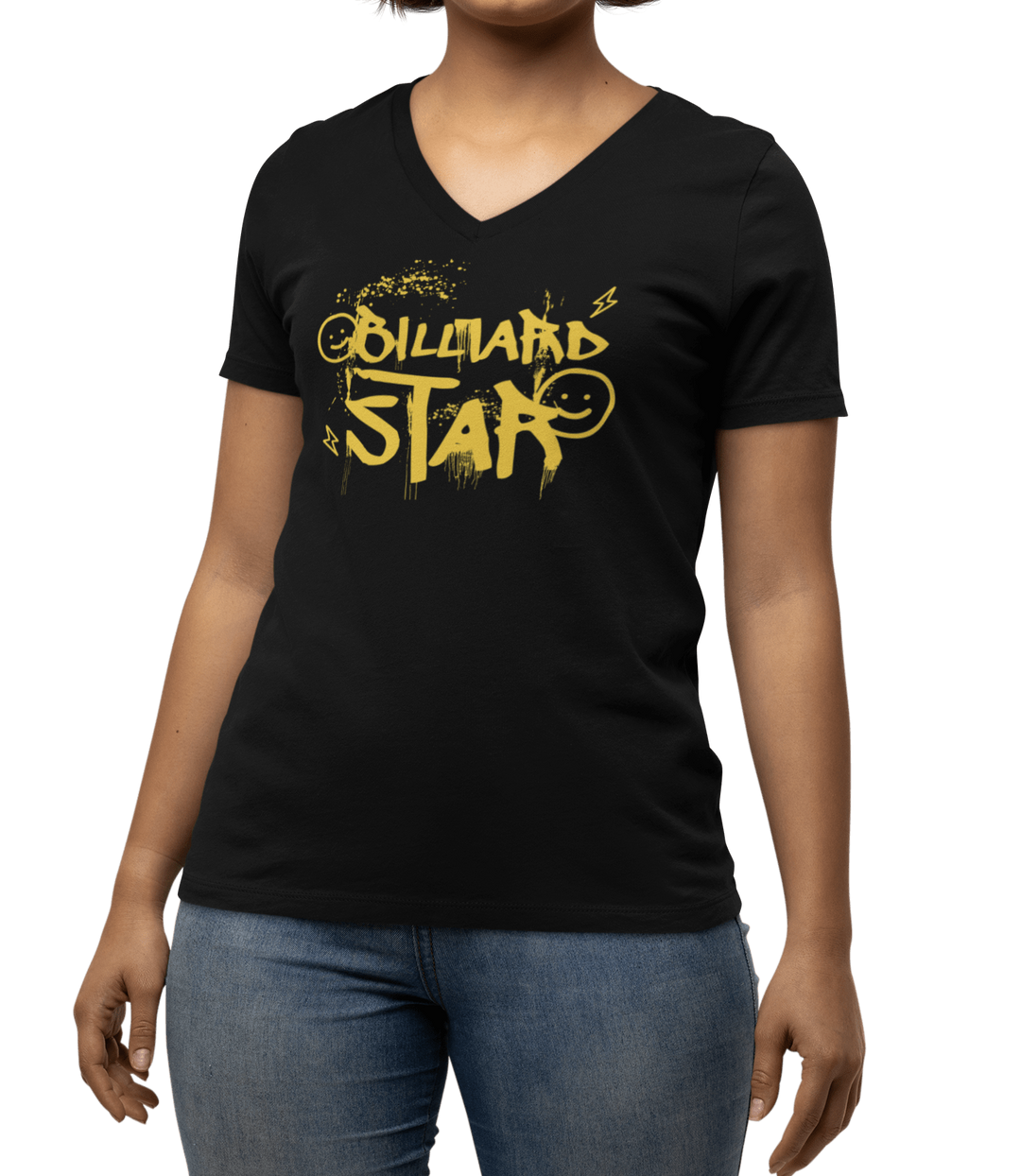 Billiard Star - Custom V-Neck Tee - BFLY BILLIARDS