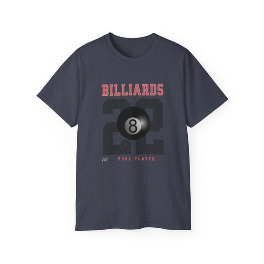Billiards - 22 - Pool Player - Unisex Cotton T-Shirt - BFLY BILLIARDS