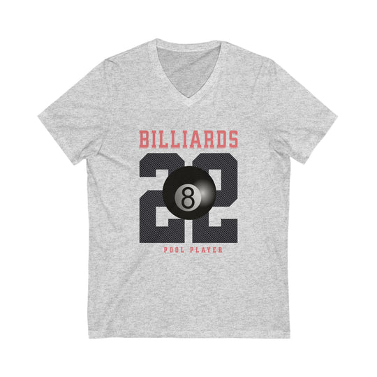 Billiards - 22 - Pool Player - Unisex V - Neck Tee - BFLY BILLIARDS
