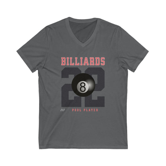 Billiards - 22 - Pool Player - Unisex V - Neck Tee - BFLY BILLIARDS