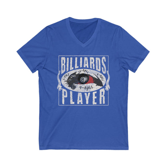 Billiards Player - Eye of the Storm - Unisex V - Neck Tee - BFLY BILLIARDS