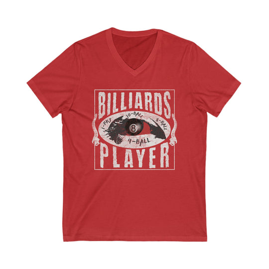 Billiards Player - Eye of the Storm - Unisex V - Neck Tee - BFLY BILLIARDS