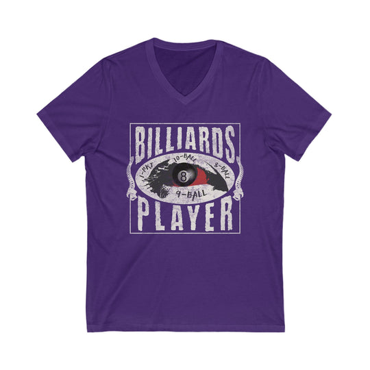 Billiards Player - Eye of the Storm - Unisex V - Neck Tee - BFLY BILLIARDS