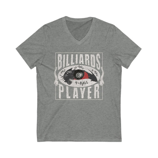 Billiards Player - Eye of the Storm - Unisex V - Neck Tee - BFLY BILLIARDS
