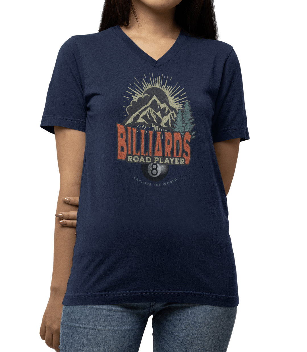 Billiards Road Player - Unisex V - Neck Tee - BFLY BILLIARDS