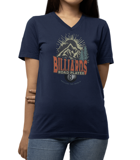Billiards Road Player - Unisex V - Neck Tee - BFLY BILLIARDS