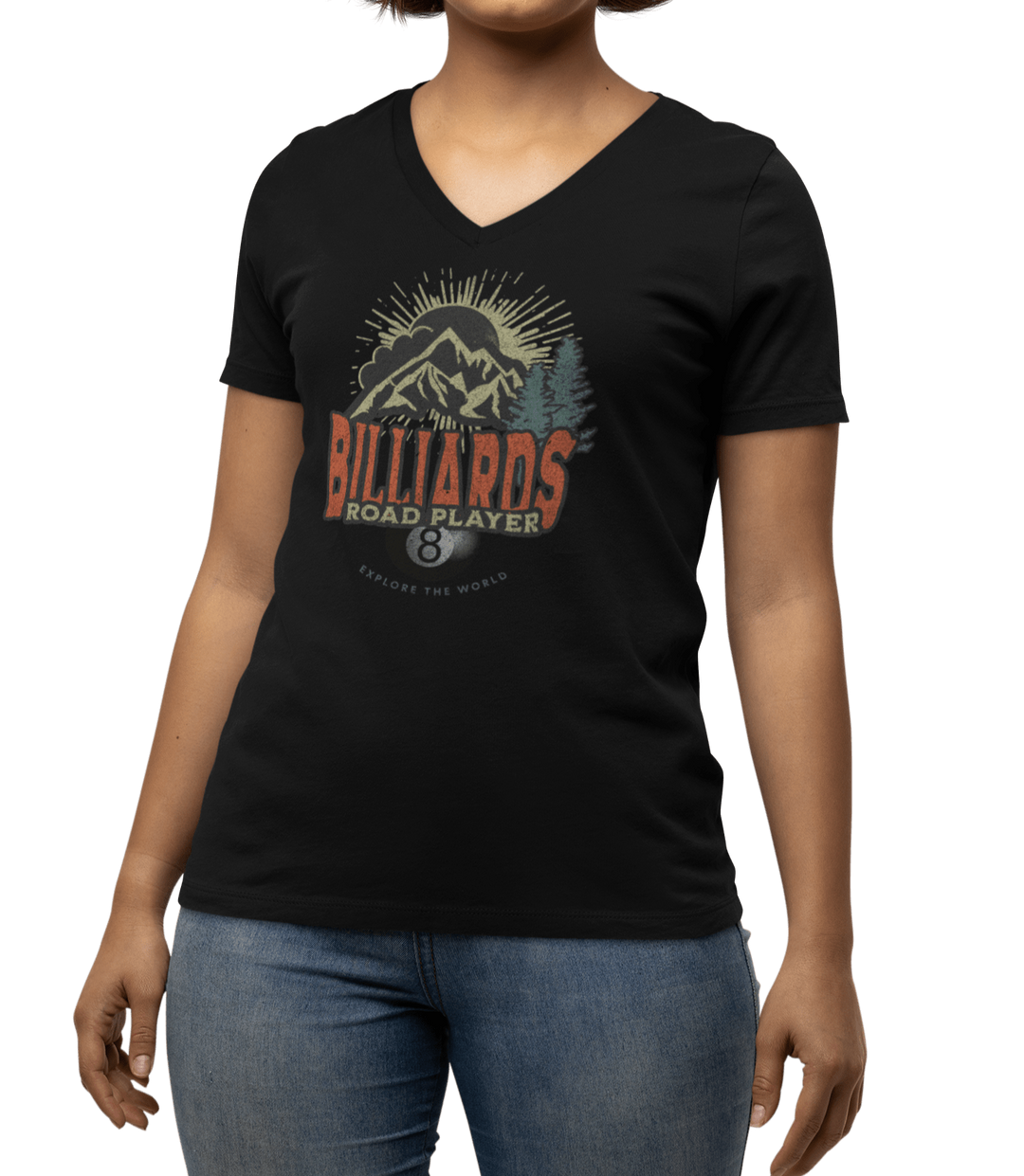 Billiards Road Player - Unisex V - Neck Tee - BFLY BILLIARDS