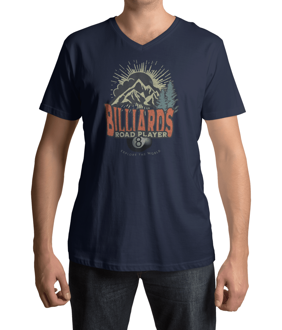 Billiards Road Player - Unisex V - Neck Tee - BFLY BILLIARDS