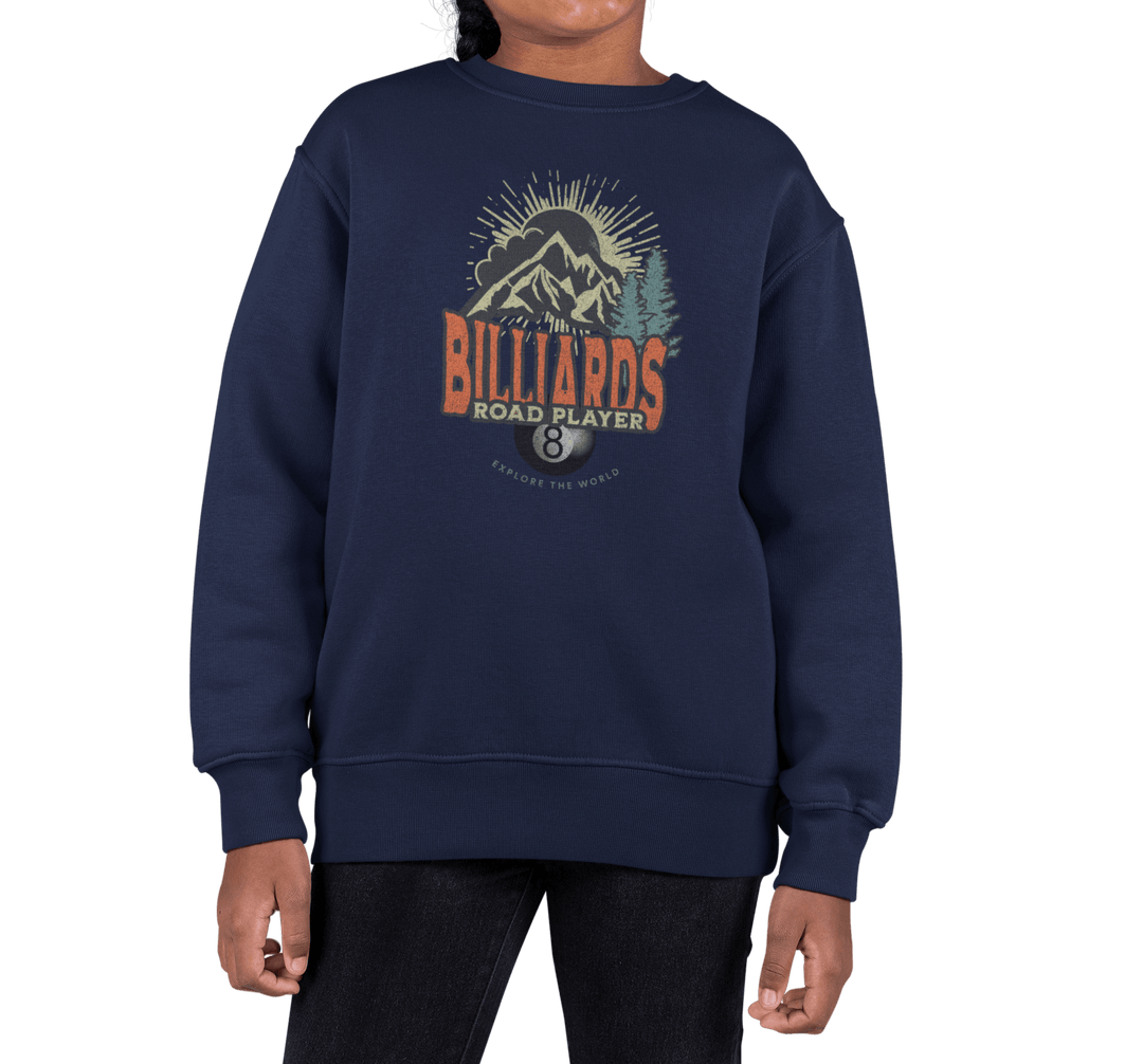 Billiards Road Player - Unisex Youth Crewneck Sweatshirt - BFLY BILLIARDS