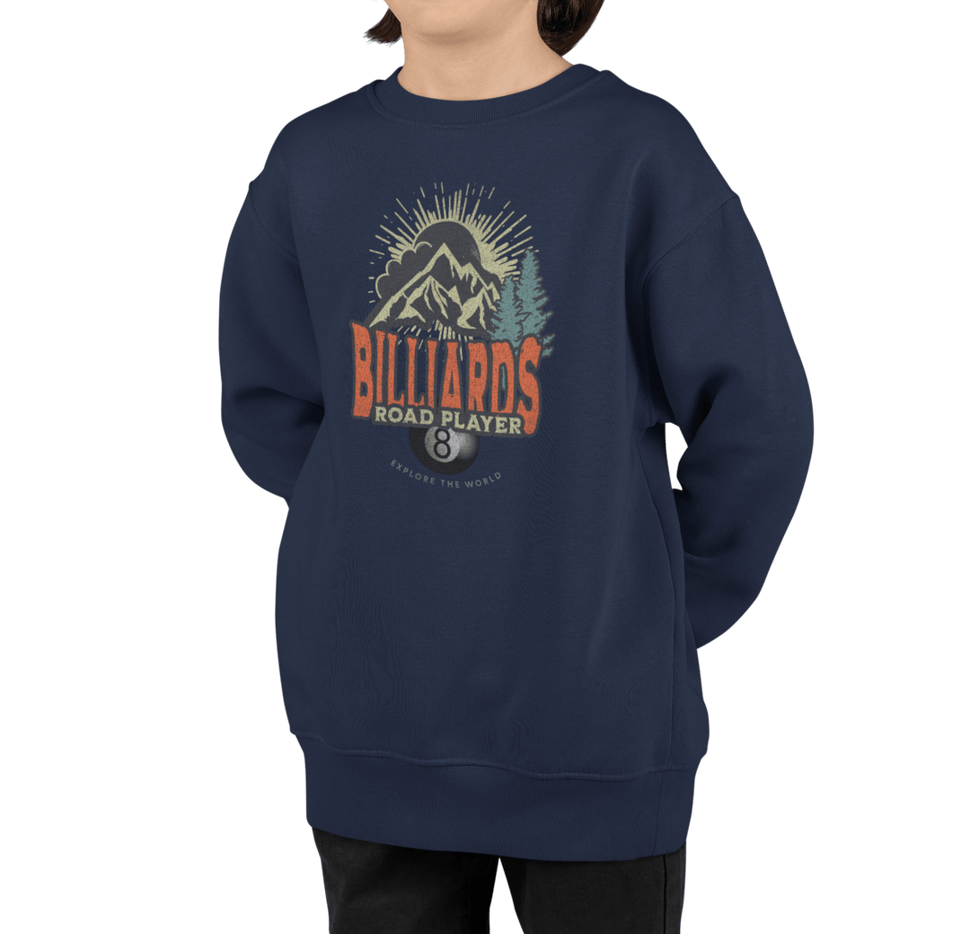 Billiards Road Player - Unisex Youth Crewneck Sweatshirt - BFLY BILLIARDS