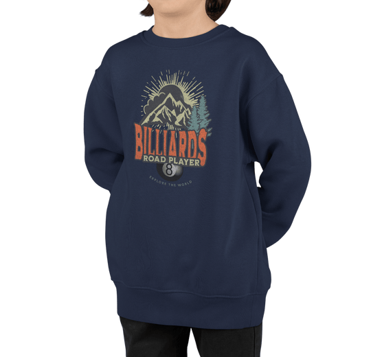 Billiards Road Player - Unisex Youth Crewneck Sweatshirt - BFLY BILLIARDS
