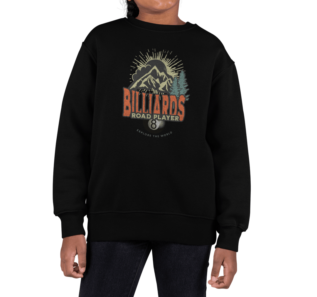 Billiards Road Player - Unisex Youth Crewneck Sweatshirt - BFLY BILLIARDS