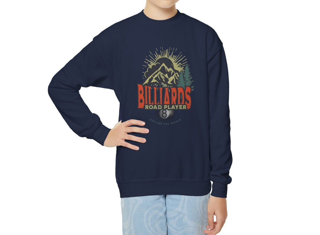 Billiards Road Player - Unisex Youth Crewneck Sweatshirt - BFLY BILLIARDS