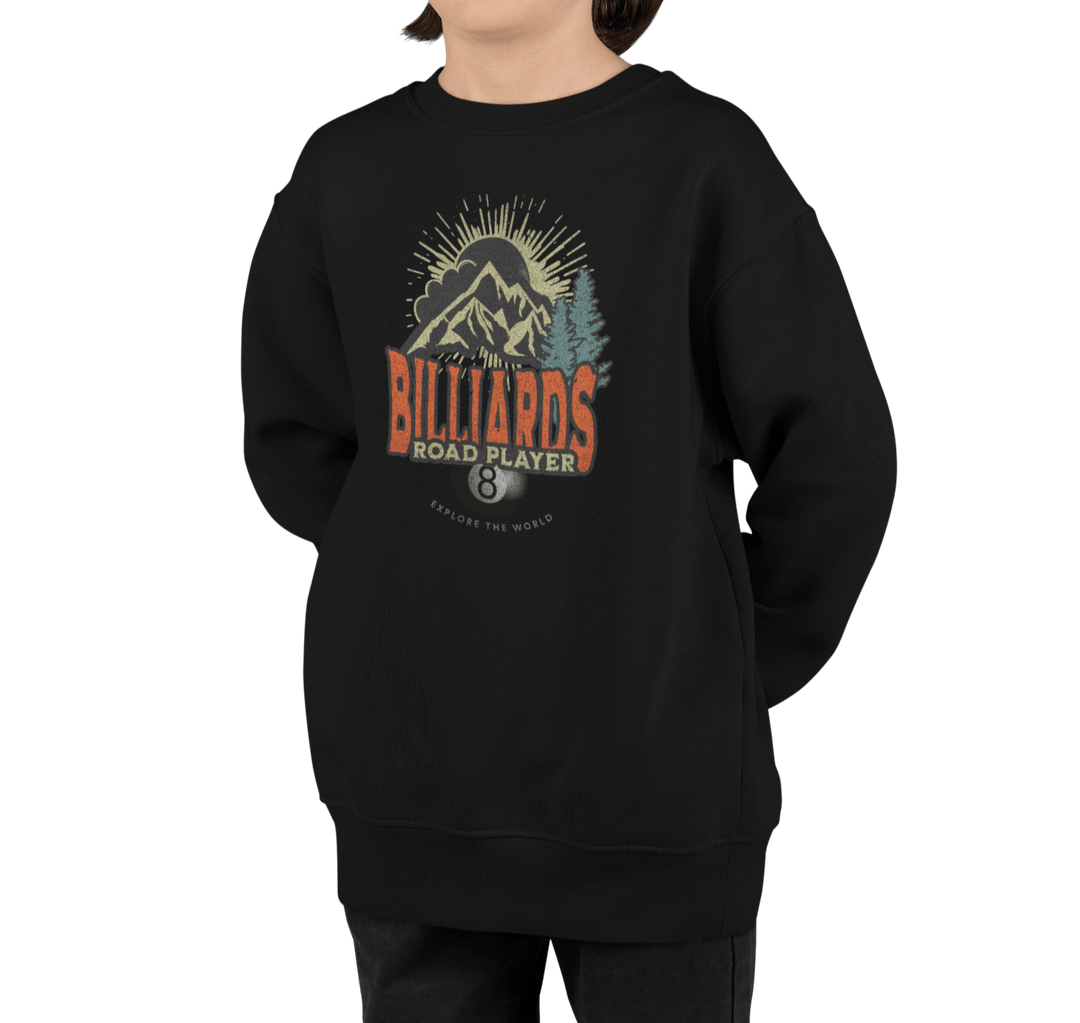 Billiards Road Player - Unisex Youth Crewneck Sweatshirt - BFLY BILLIARDS
