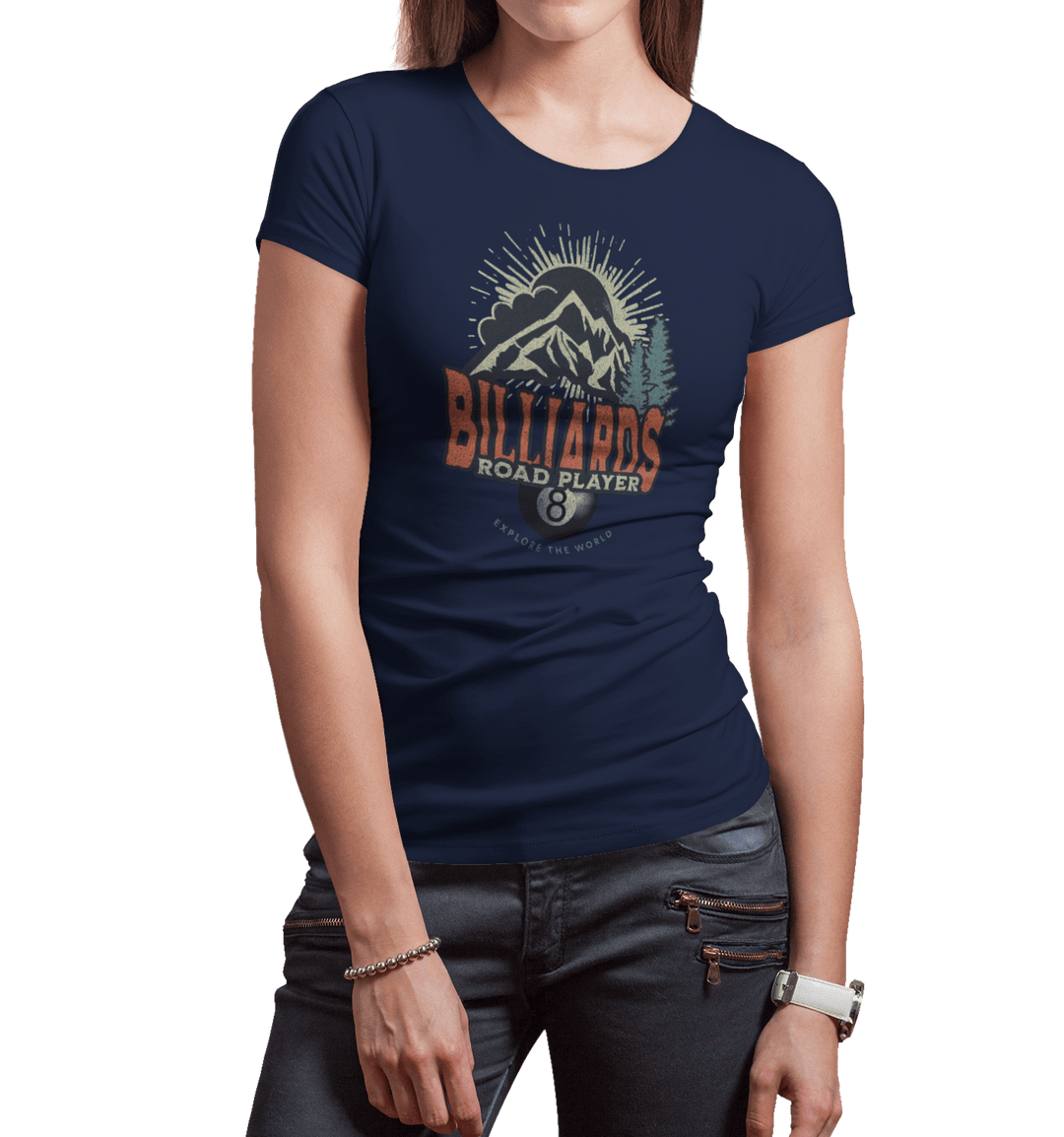 Billiards Road Player - Women's Fitted Tee - BFLY BILLIARDS
