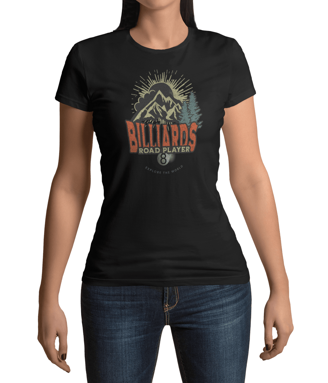 Billiards Road Player - Women's Fitted Tee - BFLY BILLIARDS