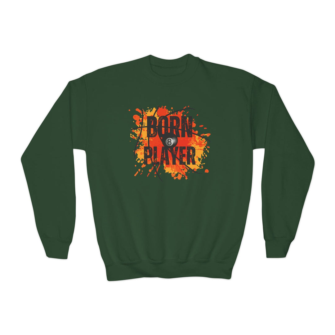 Born Player - 8 Ball - Unisex Youth Crewneck Sweatshirt - BFLY BILLIARDS