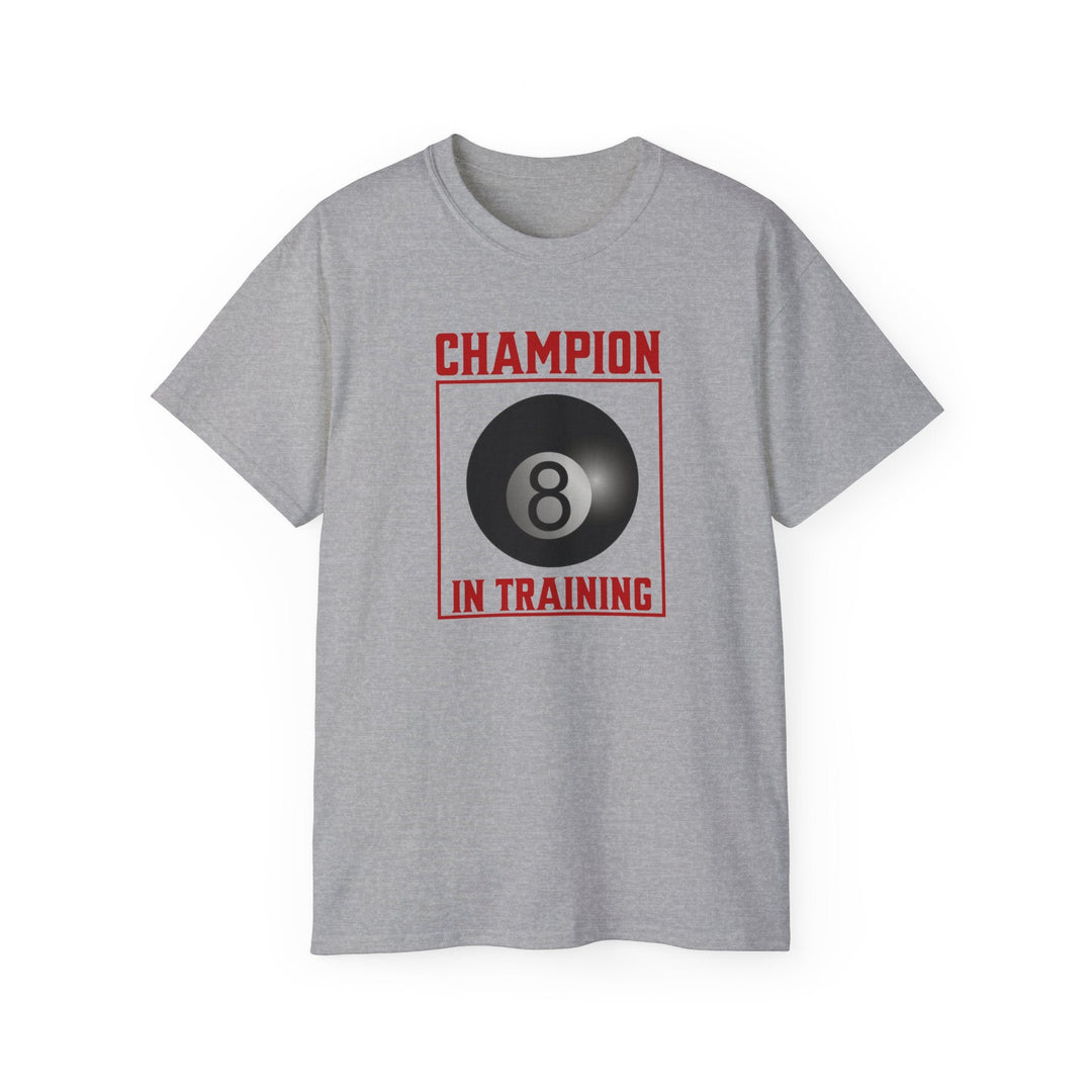 Champion in training - 8 Ball - Unisex Cotton T-Shirt - BFLY BILLIARDS