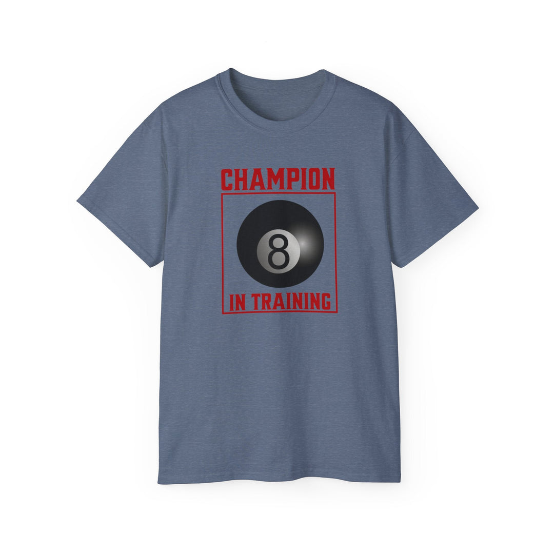 Champion in training - 8 Ball - Unisex Cotton T-Shirt - BFLY BILLIARDS