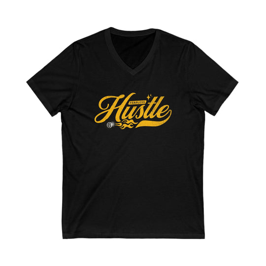 Fearless Hustle - 8 Ball - Unisex V - Neck Tee - BFLY BILLIARDS