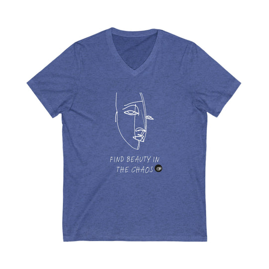 Find Beauty in the Chaos - 8 Ball - Unisex V - Neck Tee - BFLY BILLIARDS