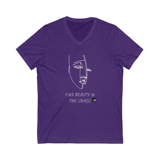 Find Beauty in the Chaos - 8 Ball - Unisex V - Neck Tee - BFLY BILLIARDS