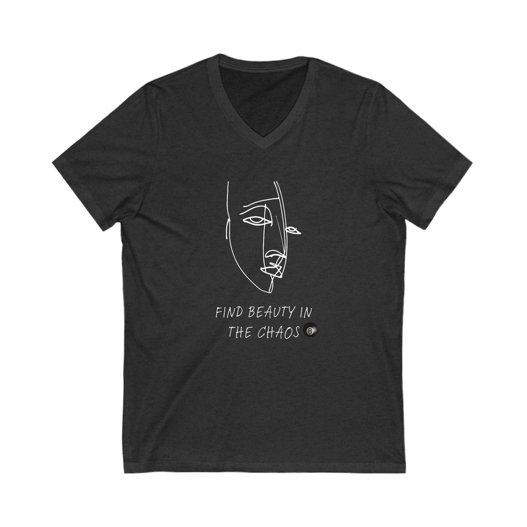 Find Beauty in the Chaos - 8 Ball - Unisex V - Neck Tee - BFLY BILLIARDS