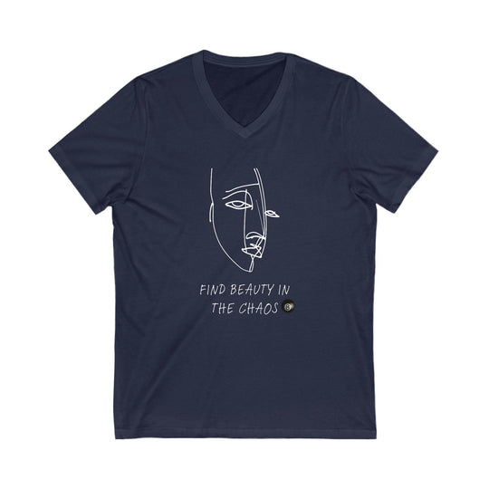 Find Beauty in the Chaos - 8 Ball - Unisex V - Neck Tee - BFLY BILLIARDS