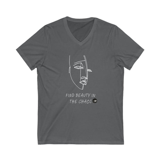 Find Beauty in the Chaos - 8 Ball - Unisex V - Neck Tee - BFLY BILLIARDS
