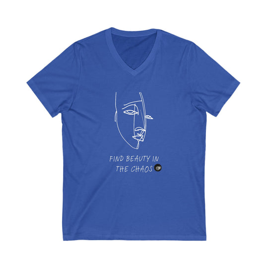 Find Beauty in the Chaos - 8 Ball - Unisex V - Neck Tee - BFLY BILLIARDS