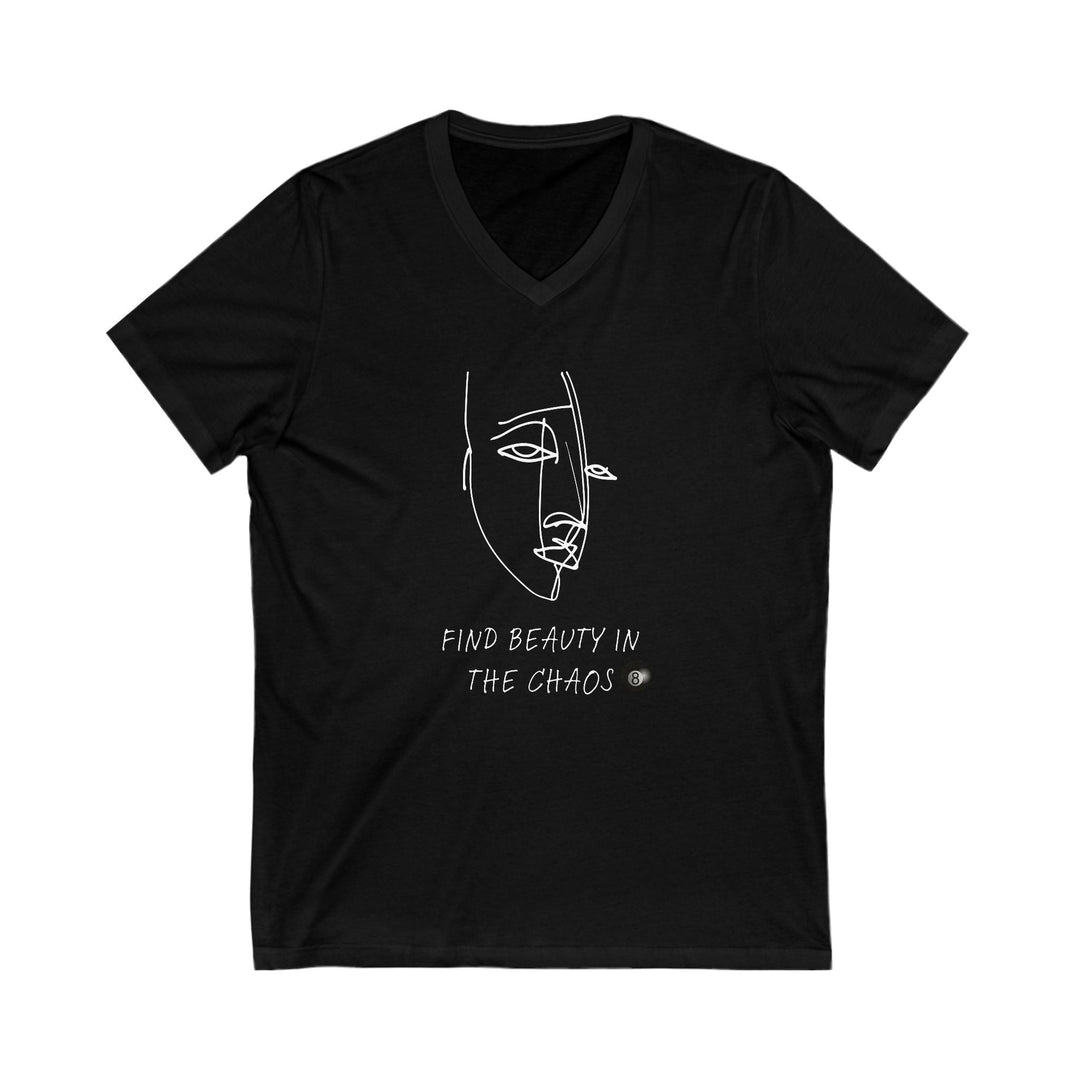 Find Beauty in the Chaos - 8 Ball - Unisex V - Neck Tee - BFLY BILLIARDS
