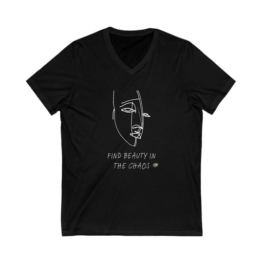 Find Beauty in the Chaos - 8 Ball - Unisex V - Neck Tee - BFLY BILLIARDS