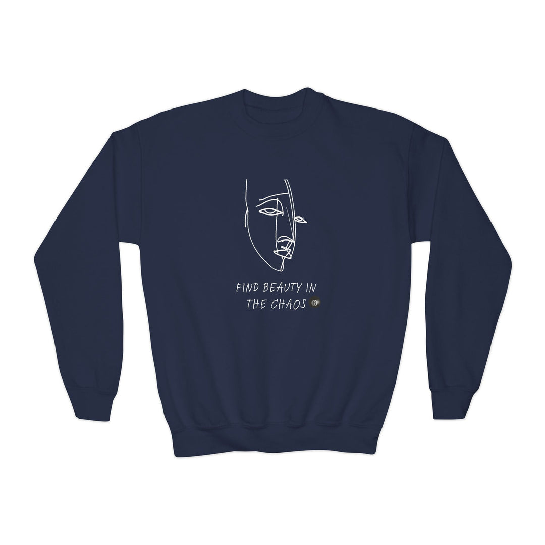 Find Beauty in the Chaos - 8 Ball - Unisex Youth Crewneck Sweatshirt - BFLY BILLIARDS
